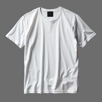 ai généré blanc Pour des hommes T-shirt isolé sur gris arrière-plan, minimalisme style, photo-réaliste, ai généré photo