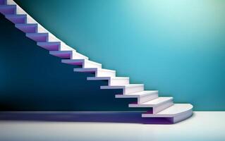 abstrait escalier conception 3d le rendu sur bleu Contexte photo
