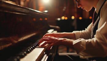 ai généré une étudiant et entrepreneur en jouant le piano photo