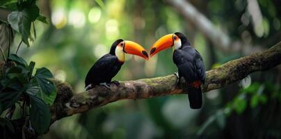 ai généré deux figurines de qu'est-ce que le traiter avec toucans photo