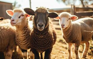 ai généré le ferme brebis agneaux ou mouton photo