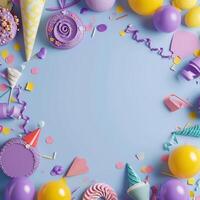 ai généré anniversaire modèle transparent Contexte avec coloré fête photo
