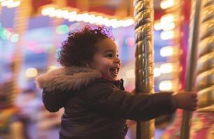 ai généré une bambin équitation une carrousel photo