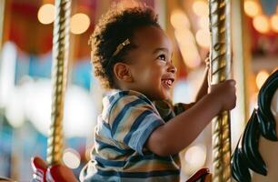 ai généré une bambin équitation une carrousel photo