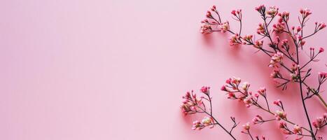 ai généré fleur frontière sur rose Contexte photo