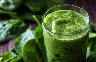 ai généré une vert smoothie avec épinard feuilles dans le Contexte photo