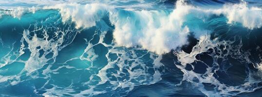 ai généré aérien vue de océan vagues dans bleu des eaux océan photo