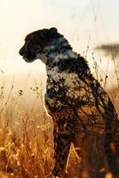 ai généré plein corps côté silhouette de léopard dans sauvage vie. haute résolution. ai génératif photo