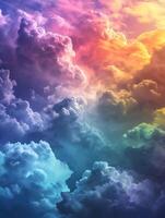 ai généré assorti intensément iridescent brillant couleurs Feu couleurs des nuages. verticale Contexte. haute qualité. ai génératif photo