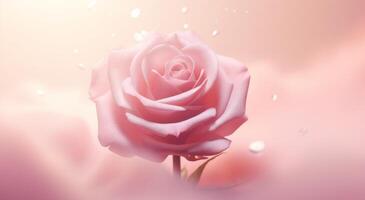 ai généré vidéo agrafe de une rose Rose sur une lumière rose Contexte photo
