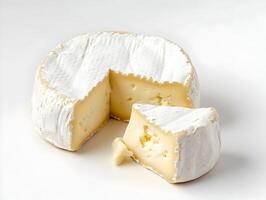 ai généré une chèvre fromage avec un pièce isolé sur une blanc Contexte. haute résolution. ai génératif photo