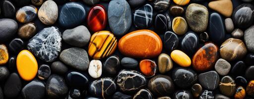 ai généré une proche en haut de rochers dans beaucoup différent couleurs, photo