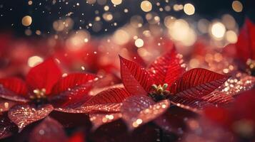 ai généré une proche en haut de magnifique poinsettia fleurs photo