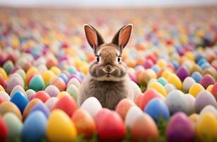 ai généré lapin à l'intérieur Pâques Pâques fonds d'écran, photo