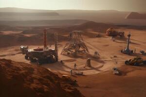 ai généré construction site sur Mars planète surface, neural réseau généré photoréaliste image photo