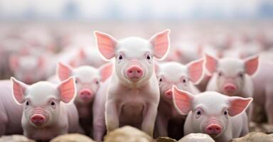 ai généré porc agriculture sur le courir, photo