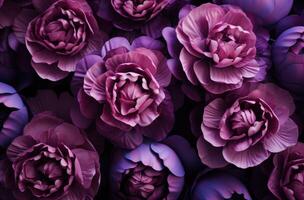ai généré violet pivoines dans le forme de une fleur photo