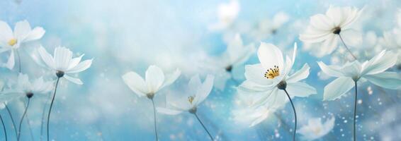 ai généré le image donne un impression de le épanouissement blanc fleurs, photo