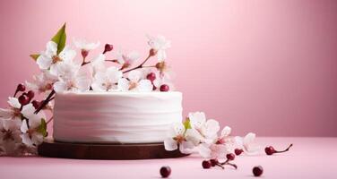 ai généré le caméra spectacles une blanc gâteau permanent suivant à printemps fleur photo