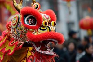 ai généré chinois dragon comme une personnage pour chinois Nouveau année festival. ai génératif photo