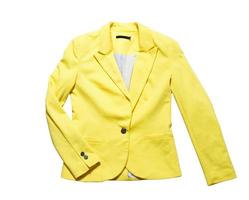 veste classique jaune isolée. Bureau des femmes vestes de costume jaune classique isolé sur fond blanc photo