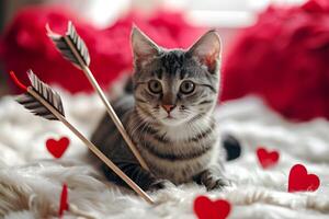 ai généré câlin compagnons chats embrassement la Saint-Valentin affection photo