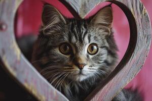 ai généré câlin compagnons chats embrassement la Saint-Valentin affection photo