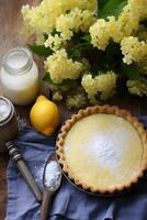 ai généré noyau agricole la fusion citron Crème tartes dans Facile printemps sérénité photo