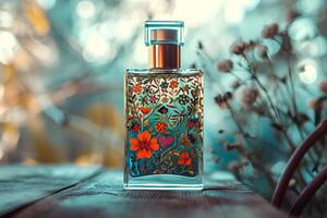 ai généré élégant patrimoine russe motif parfum bouteille avec populaire motifs photo