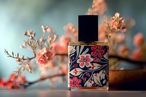 ai généré élégant patrimoine russe motif parfum bouteille avec populaire motifs photo