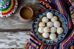 ai généré culinaire tradition les polvorones, mexicain mariage biscuits avec populaire simplicité photo