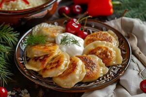 ai généré culinaire patrimoine élégant populaire présentation de traditionnel russe dessert photo