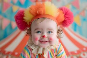 ai généré adorable cirque merveilles mignonne pièce décor pour votre bébé dans doux couleurs photo