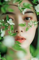 ai généré Frais vert beauté printemps bannière élégance pour chaque femme photo