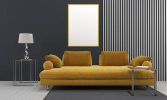 Cadre de salon moderne intérieur rendu 3D avec canapé - canapé et table photo