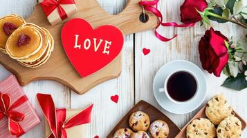 ai généré la Saint-Valentin journée petit déjeuner avec l'amour photo