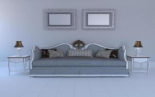 maquette de luxe de rendu 3d de l'intérieur d'un salon moderne avec canapé - canapé et table photo