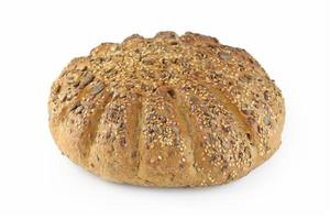pain frais aux graines sur blanc photo