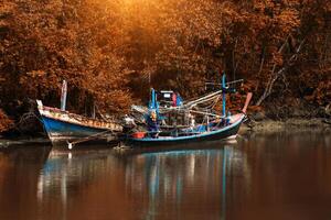 pêche bateaux atterrissage dans le canal. photo