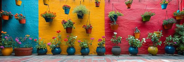 ai généré typique architecture de mexicain colonial coloré Maisons dans historique ville centre photo