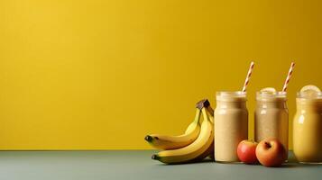 en bonne santé banane fruit smoothies.génératifs ai. photo