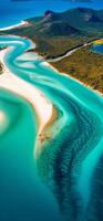 ai génératif Whitsundays aérien insulaire vue de le Avions fenêtre photo