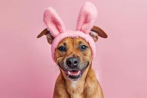 ai généré une chien portant une lapin Bandeau avec génératif ai photo