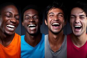 ai généré africain et américain Hommes souriant ensemble la diversité concept avec génératif ai photo