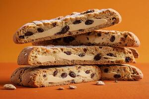 ai généré blanc Chocolat bruine amande Biscotti photo