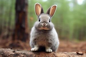 ai généré mignonne lapin animal de façon réaliste. blanc Contexte photo