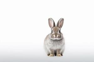 ai généré mignonne lapin animal de façon réaliste. blanc Contexte photo