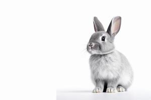 ai généré mignonne lapin animal de façon réaliste. blanc Contexte photo