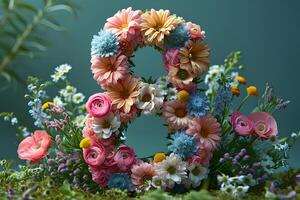 ai généré content 8e mars, international aux femmes journée floral bannière Contexte avec printemps fleurs décoration. photo