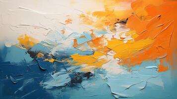 ai généré abstrait Couleur art La peinture avec Orange bleu peindre texture Contexte photo